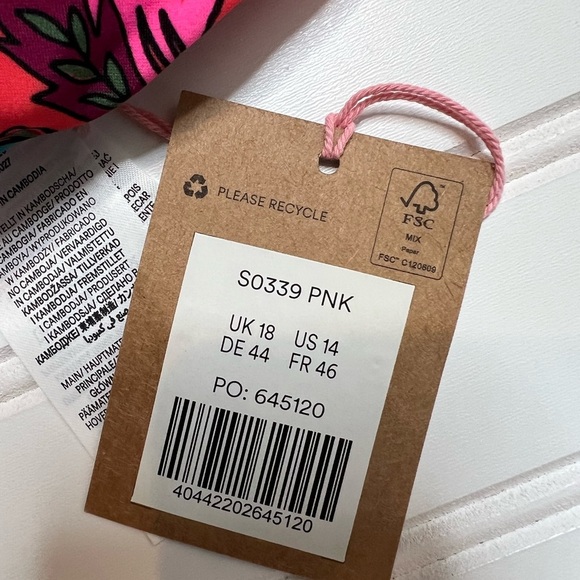 Boden US 14 Underband Bikini Top Spice Pink Floral swim Style S0339 NEW. 402 - Picture 3 of 4